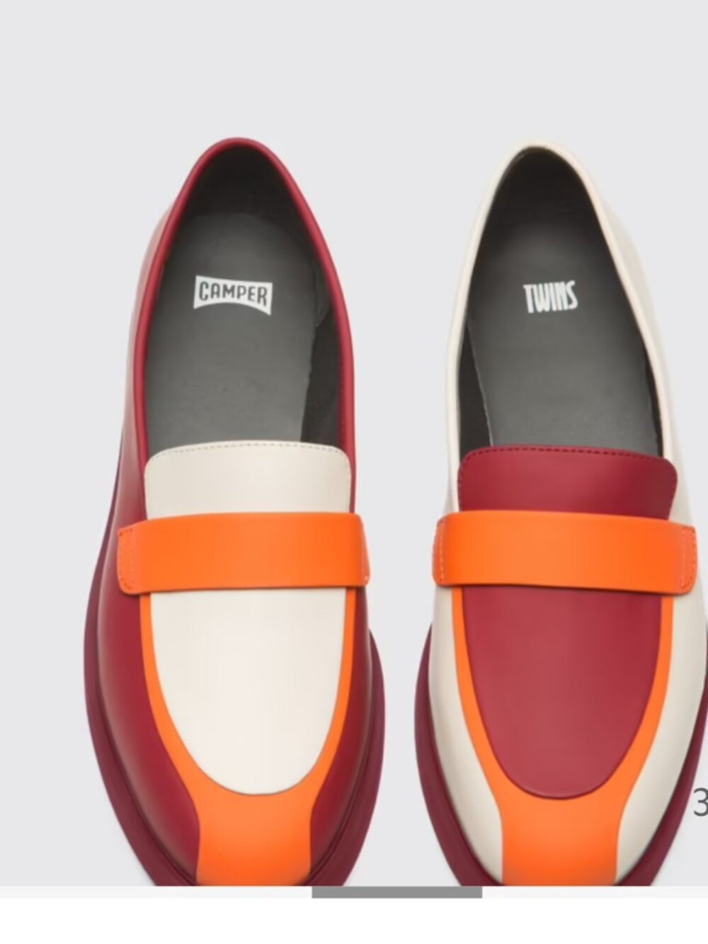 Camper Women's Colorblock Leather Loafers in Red, Orange & Cream